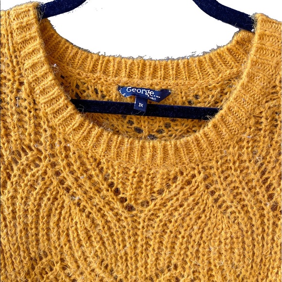 Chunky Oversized Sweater, George, Mustard yellow, Size 3X, Long Sleeve Wooly - Picture 4 of 6